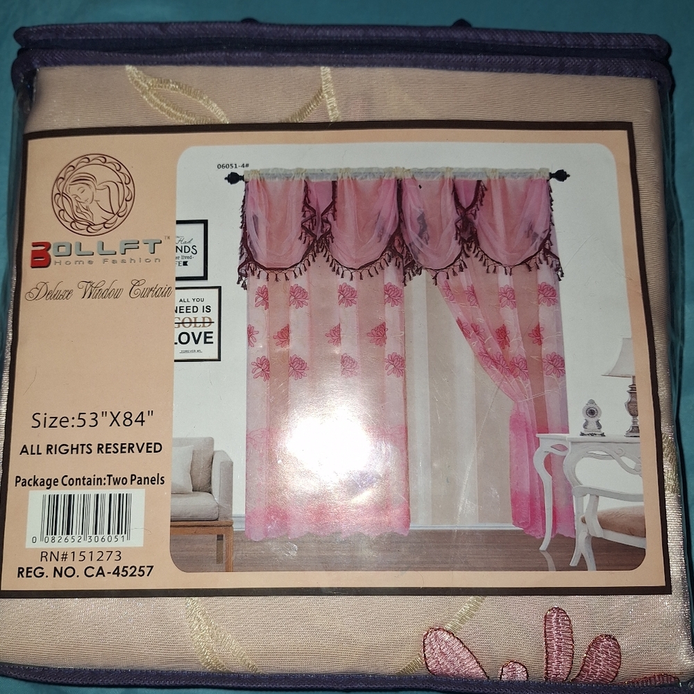 Pink and Cream Window Curtains